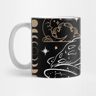 Witchy Frog Under Moon Phases,  Dark Academia Magician, Cottagecore Fairy Magic Mug